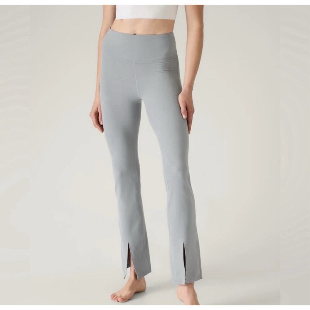 Athleta Elation Ultra High Rise Split Flare Pants Gray Size Large Petite LP